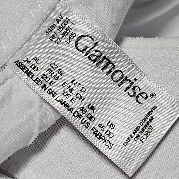 Glamorise Front Close Bra Size 46DD White Nylon Blend Adjustable Straps Wireless - Picture 4 of 5